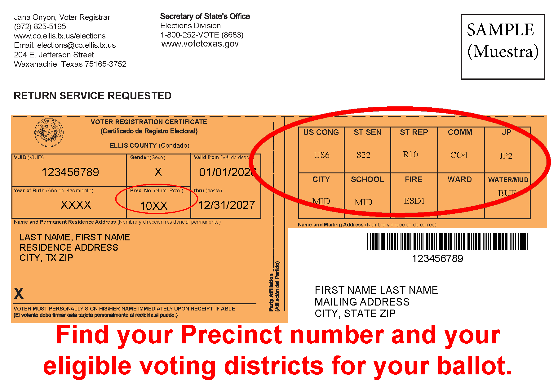 Find your precinct on your voting certificate